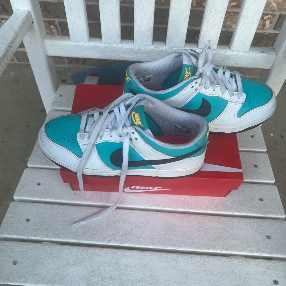 Nike Turquoise and White Low-Top Sneakers